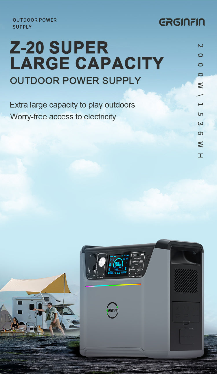 Portable 2000W 1536WH Outdoor Power Station Solar-Ready Generator with AC Outlets